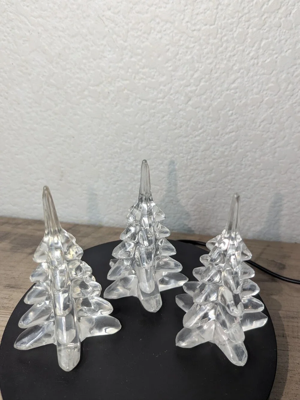 Vintage Mid-Century Clear Art Glass Christmas Trees - Set of 3